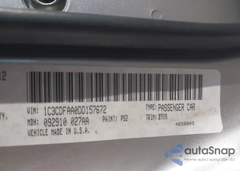 2013 Dodge Dart Se from USA, damaged, VIN 1C3CDFAA0DD157672